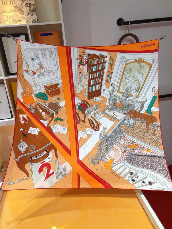 Hermes silk scarf 90X90cm E46 (34)